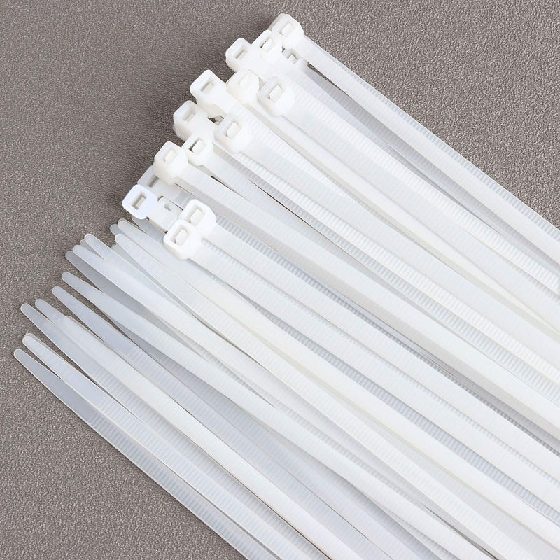 Saisn 50pcs Zip Ties Adjustable Ultra Strong Plastic Cable Ties Nylon Self-Locking Wraps Ties Heavy Duty Clear Durable Zip Straps (18 Inch, White) - Image 1